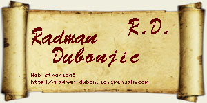 Radman Dubonjić vizit kartica